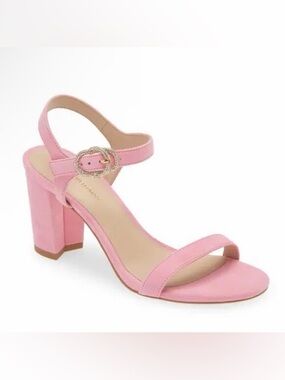 Stuart Weitzman Crystal Buckle 75 Block Heel Sandal Size 9
